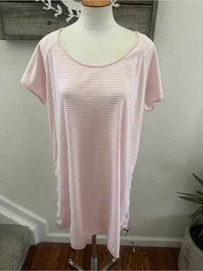 Lake pink striped nightgown shirt ladies size XL
